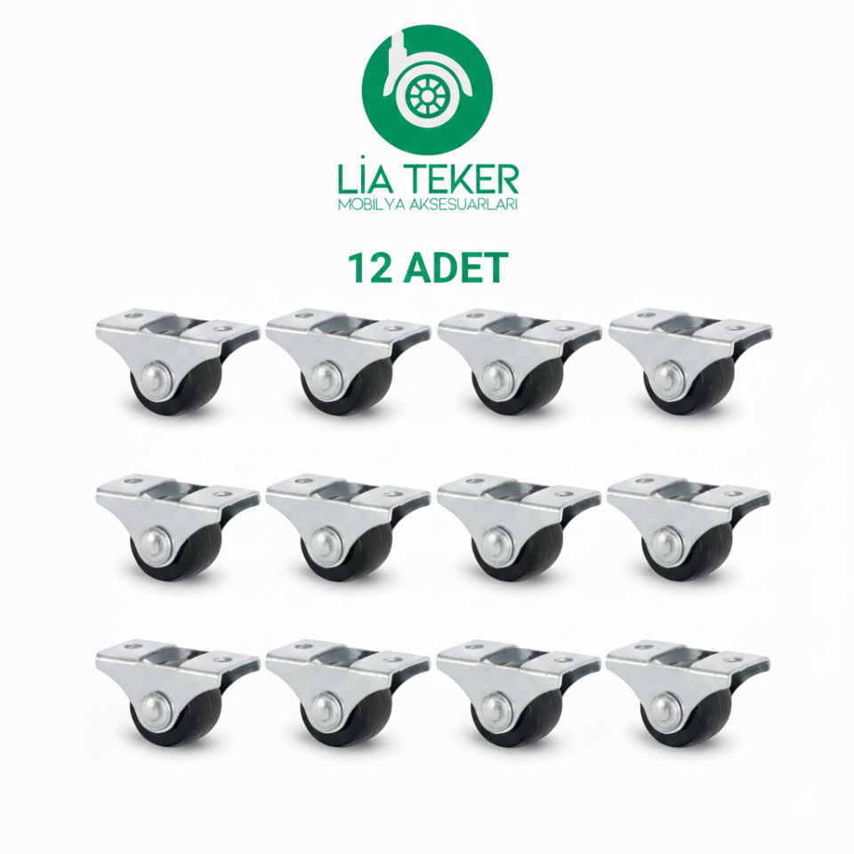 12'Lİ 20 MM GENİŞ SABİT SİYAH TEKERLEK