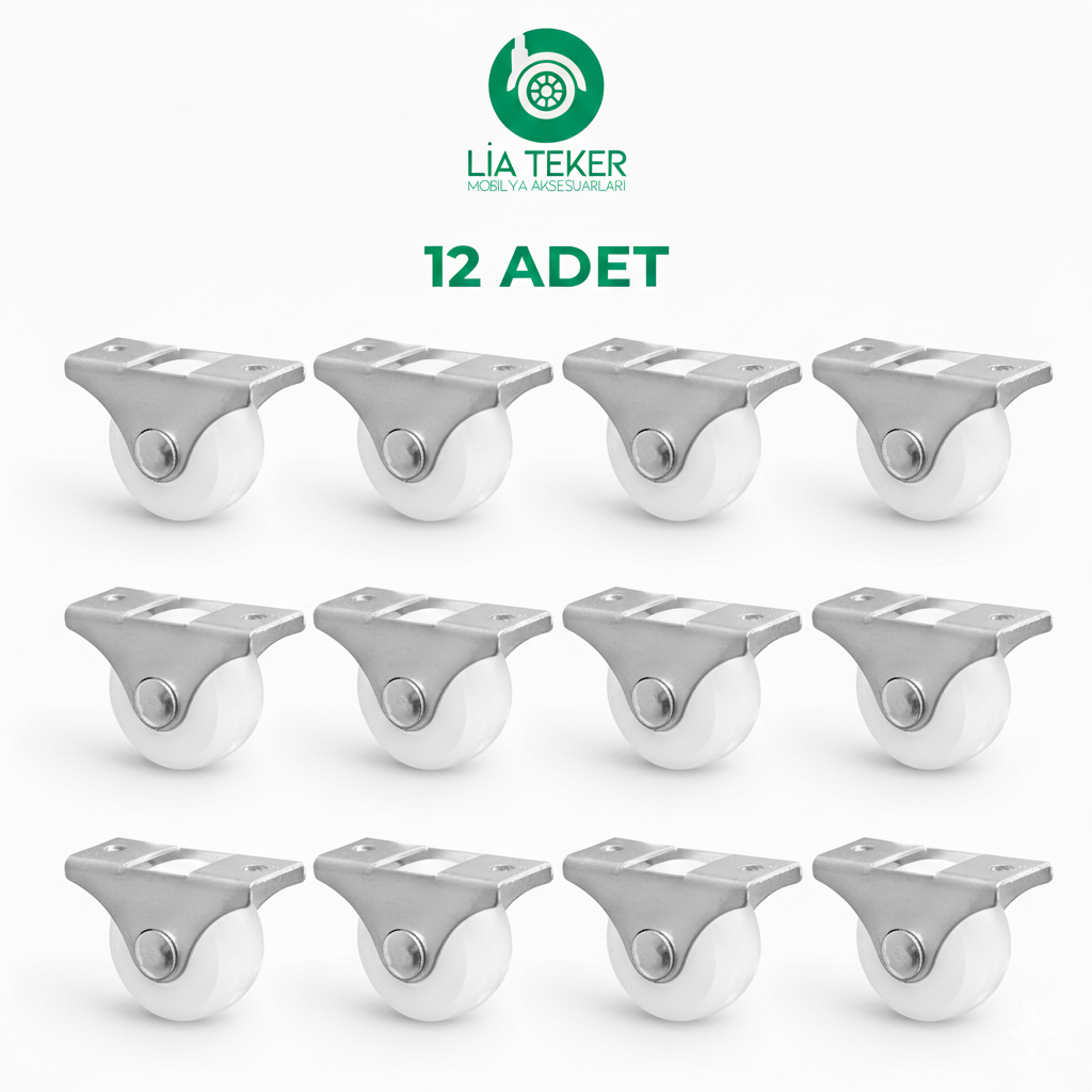 12'Lİ 30 MM SABİT BEYAZ TEKERLEK