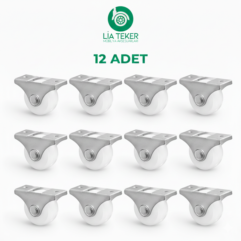 12'Lİ 30 MM SABİT BEYAZ TEKERLEK