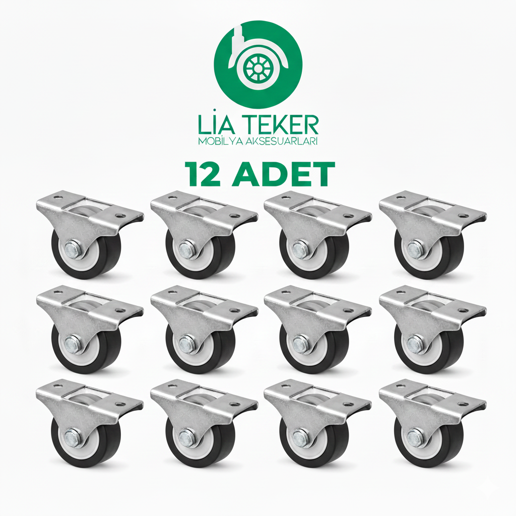 12'Lİ 30 MM SABİT SİYAH TPE KAPLAMALI TEKERLEK