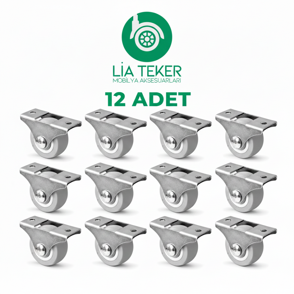 12'Lİ 30 MM SABİT GRİ TPE KAPLAMALI TEKERLEK