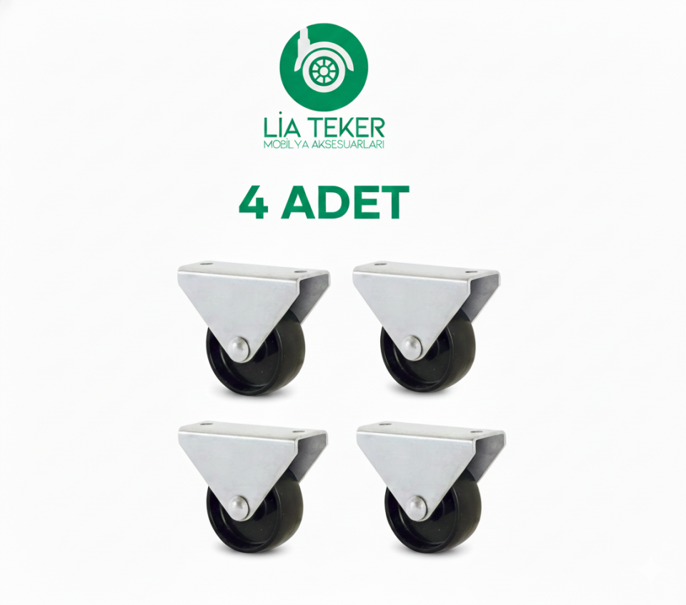 4'LÜ 38 MM SABİT SİYAH TEKERLEK