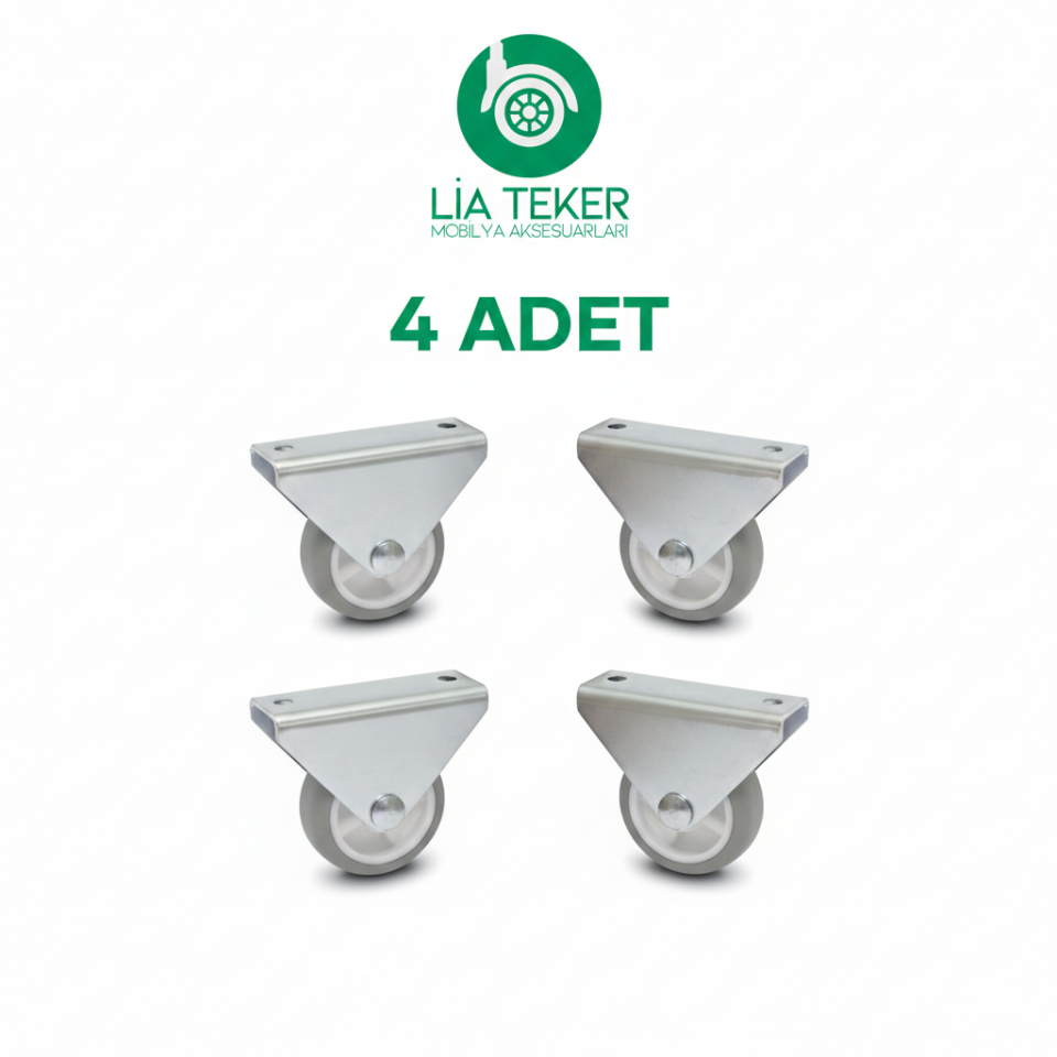 4'LÜ 38 MM SABİT GRİ TPE KAPLAMALI TEKERLEK