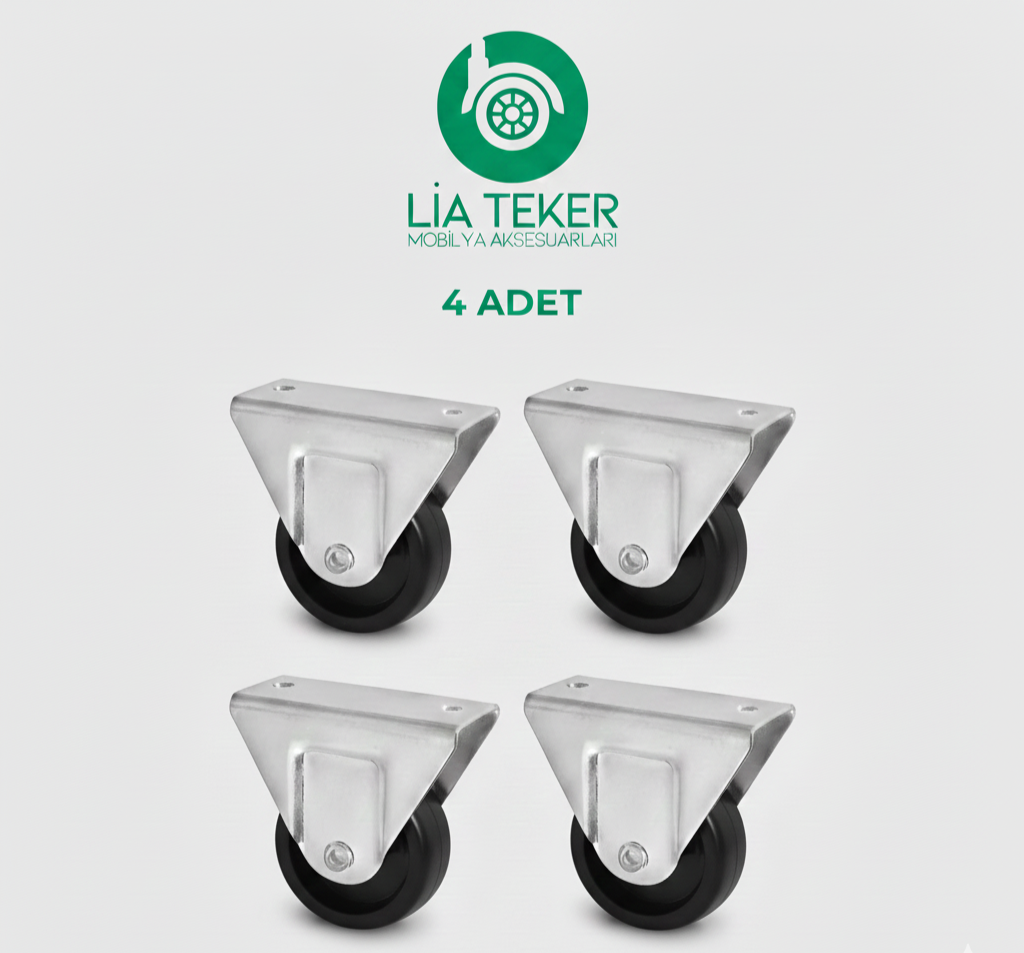 4'LÜ 50 MM SABİT SİYAH TEKERLEK