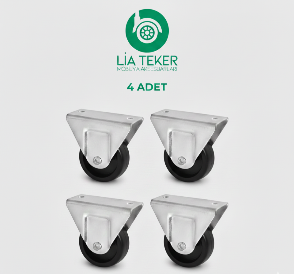 4'LÜ 50 MM SABİT SİYAH TEKERLEK