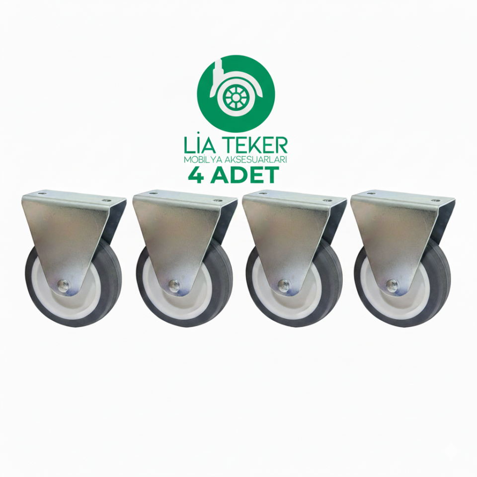 4'LÜ 75 MM SABİT ANTRASİT TPE KAPLAMALI TEKERLEK