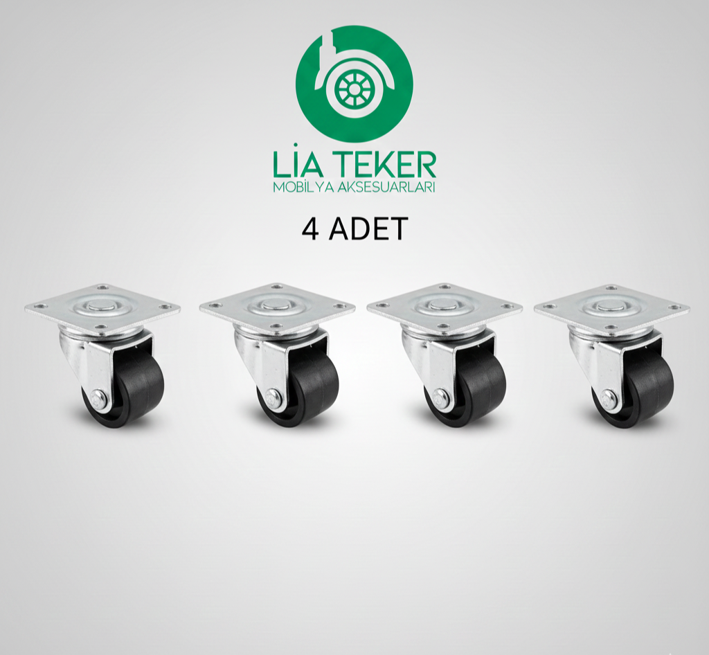 4'LÜ  TABLALI DÖNER 28 MM SİYAH TEKERLEK