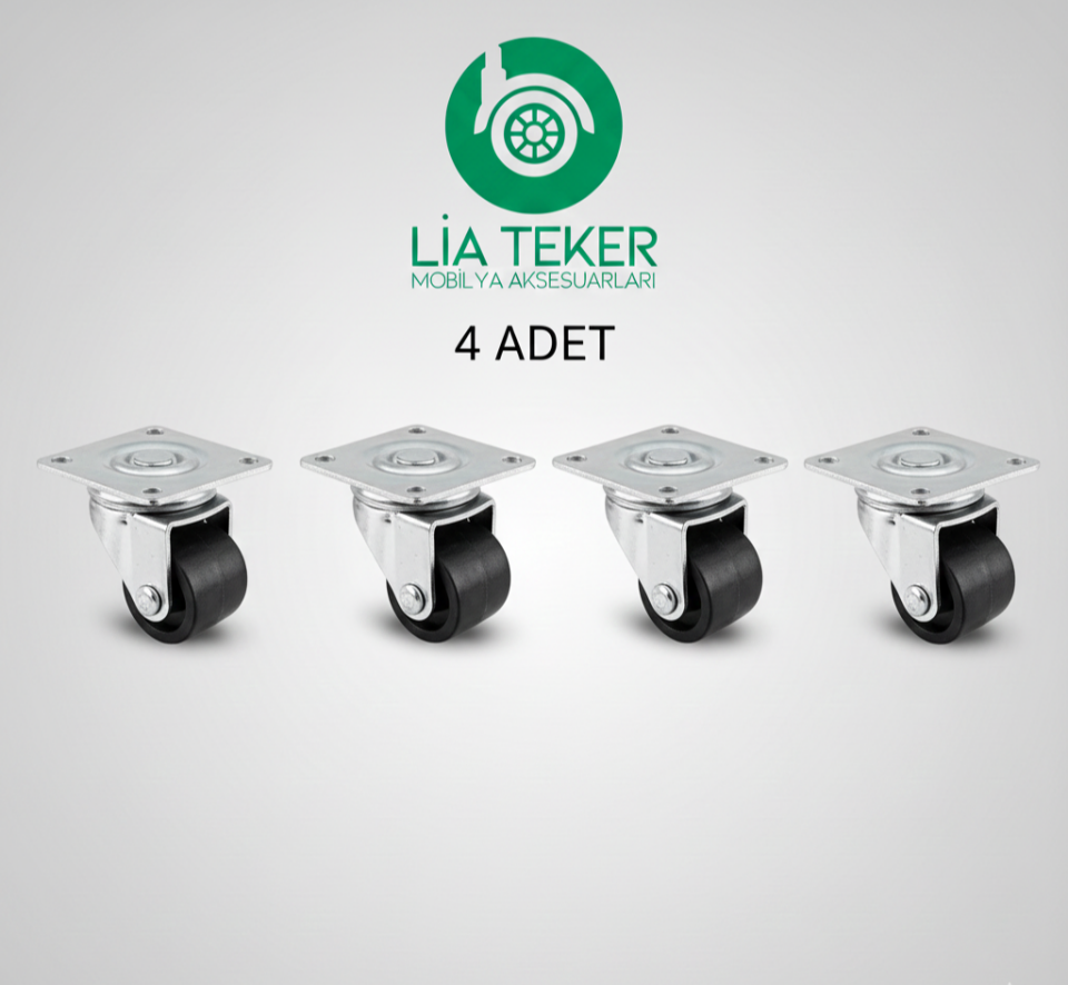 4'LÜ  TABLALI DÖNER 28 MM SİYAH TEKERLEK