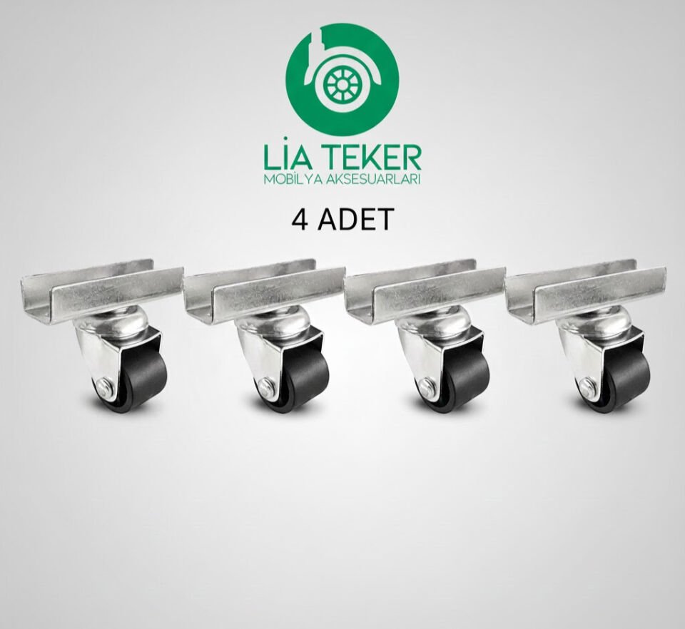 4'LÜ U TABLALI DÖNER 28 MM SİYAH TEKERLEK