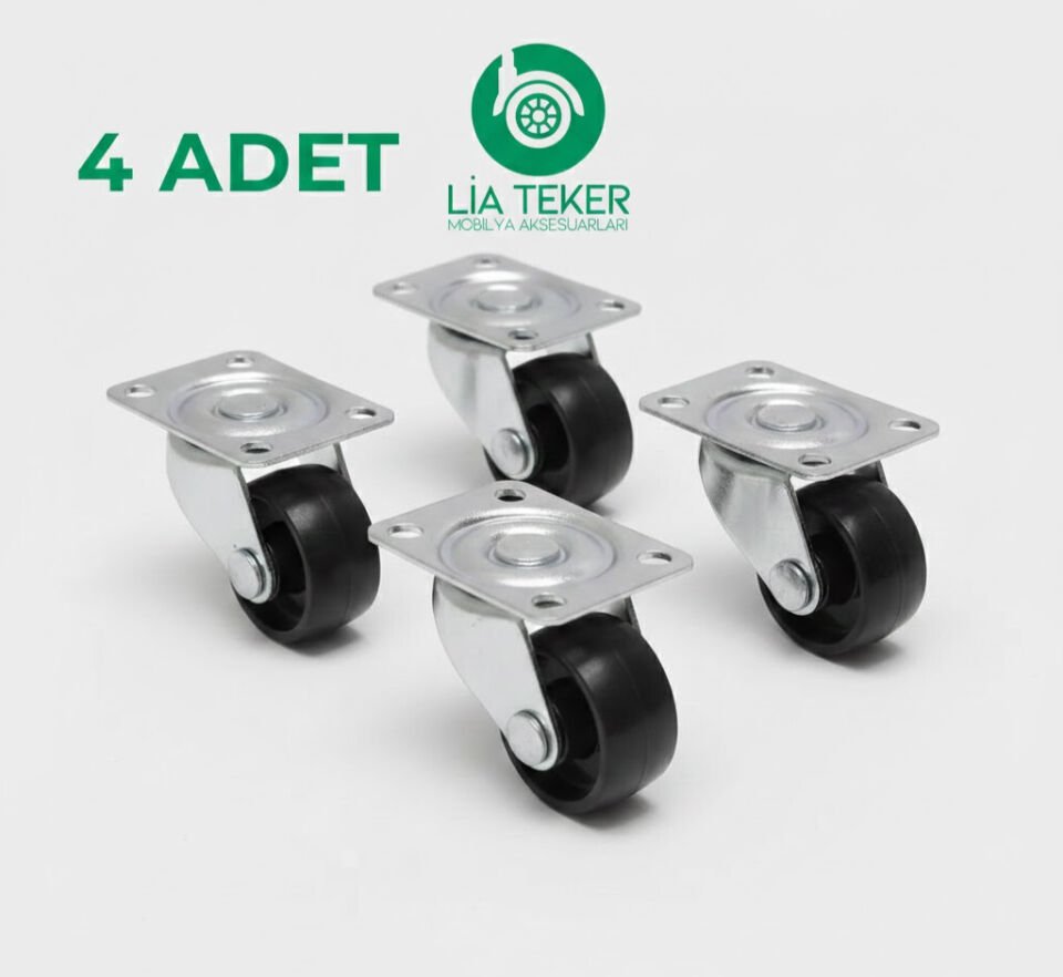 4'LÜ TABLALI DÖNER 30 MM SİYAH TEKERLEK