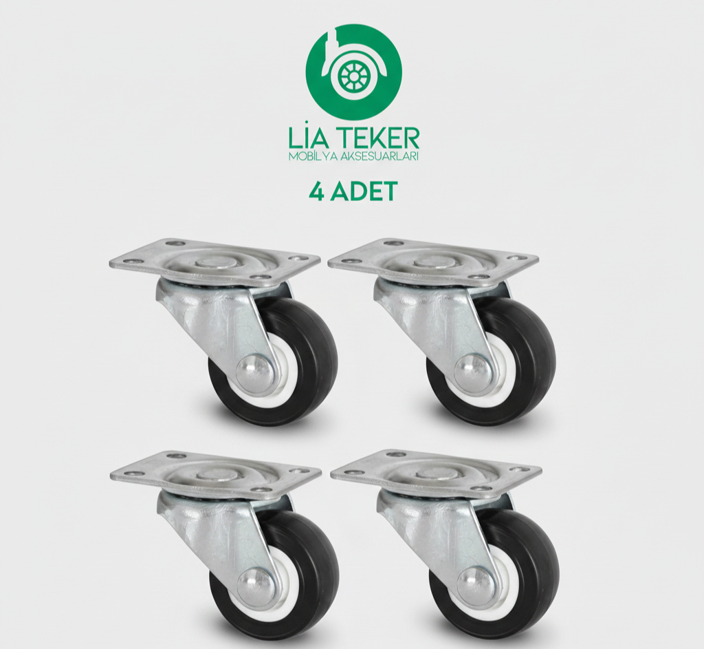 4'LÜ TABLALI DÖNER 30 MM SİYAH TPE TEKERLEK