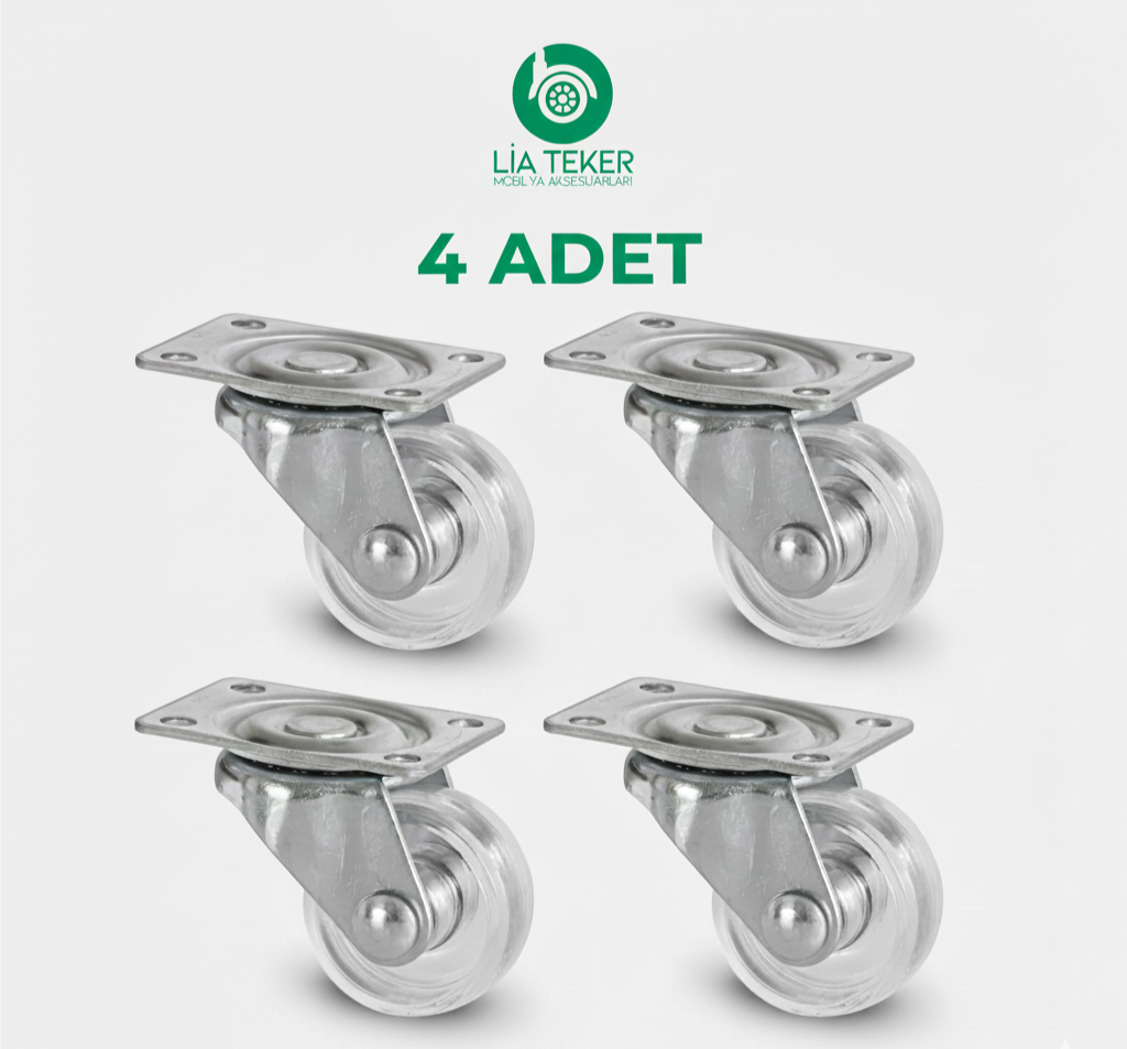 4'LÜ TABLALI BİLYALI 30 MM ŞEFFAF TEKERLEK