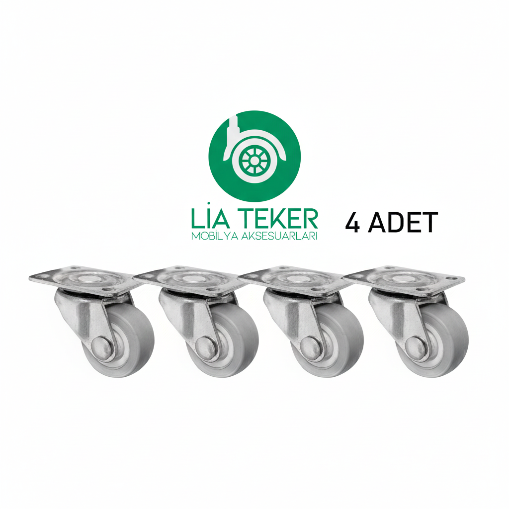 4'LÜ TABLALI BİLYALI 30 MM GRİ TPE TEKERLEK