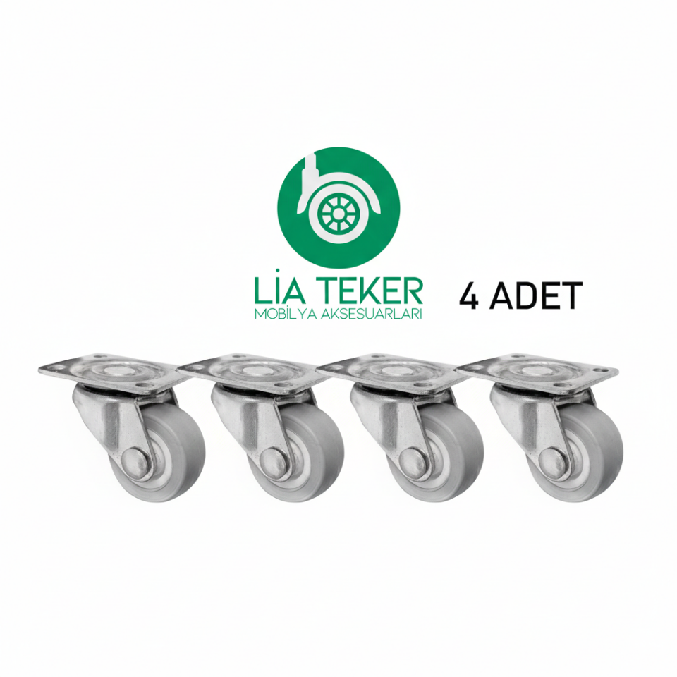 4'LÜ TABLALI BİLYALI 30 MM GRİ TPE TEKERLEK