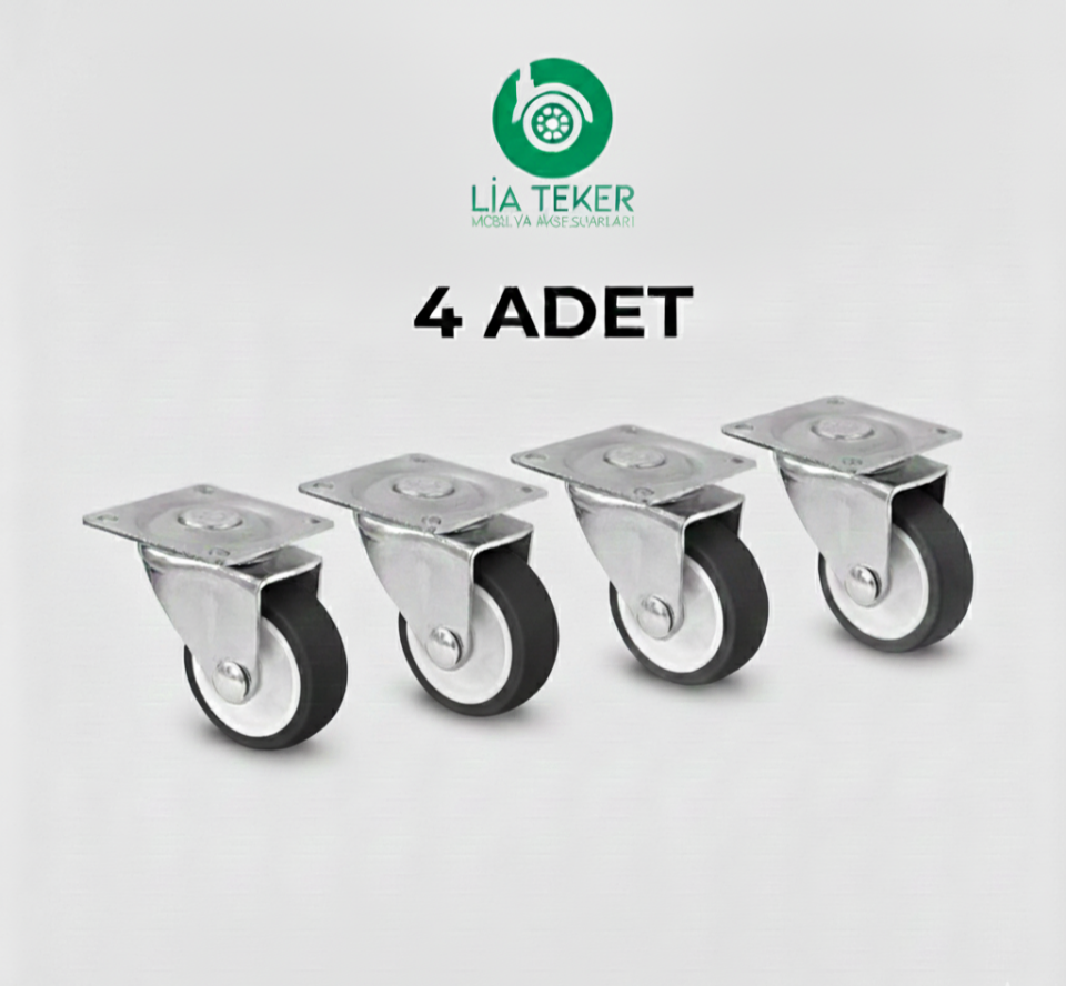 4'LÜ TABLALI BİLYALI 38 MM  ANTRASİT TEKERLEK