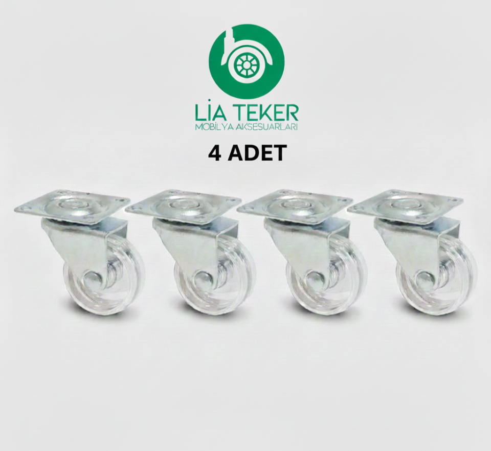 4'LÜ TABLALI BİLYALI 38 MM  ŞEFFAF TEKERLEK