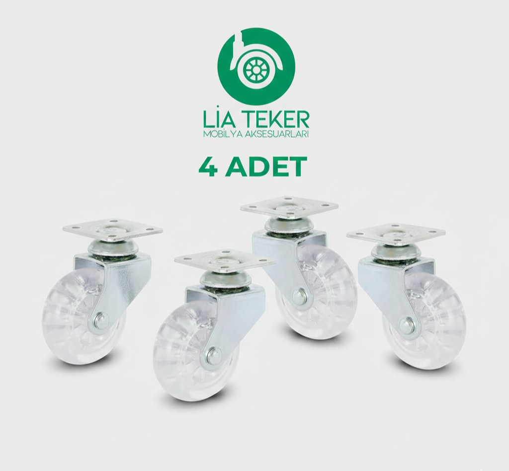 4'LÜ TABLALI BİLYALI 50 MM ŞEFFAF TEKERLEK