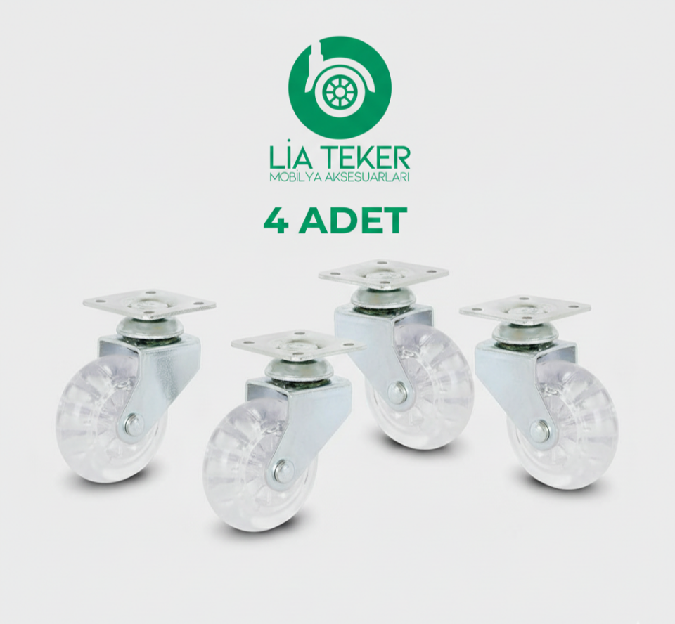 4'LÜ TABLALI BİLYALI 50 MM ŞEFFAF TEKERLEK