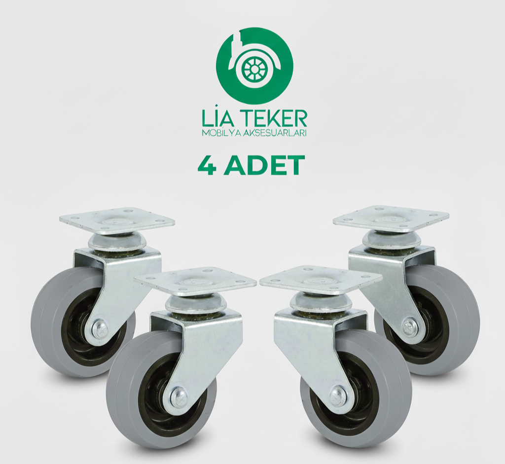 4'LÜ TABLALI BİLYALI 50 MM GRİ TEKERLEK