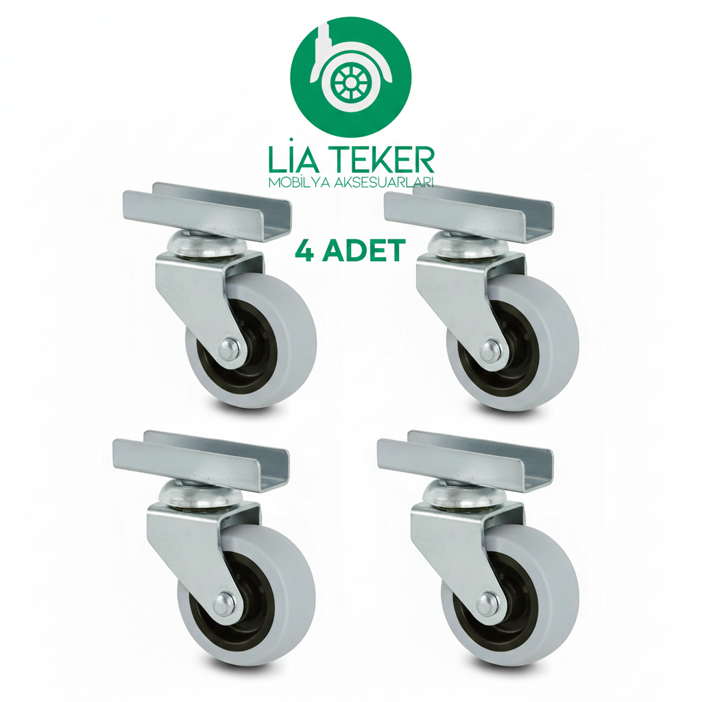 4'LÜ U TABLALI BİLYALI 50 MM GRİ TEKERLEK