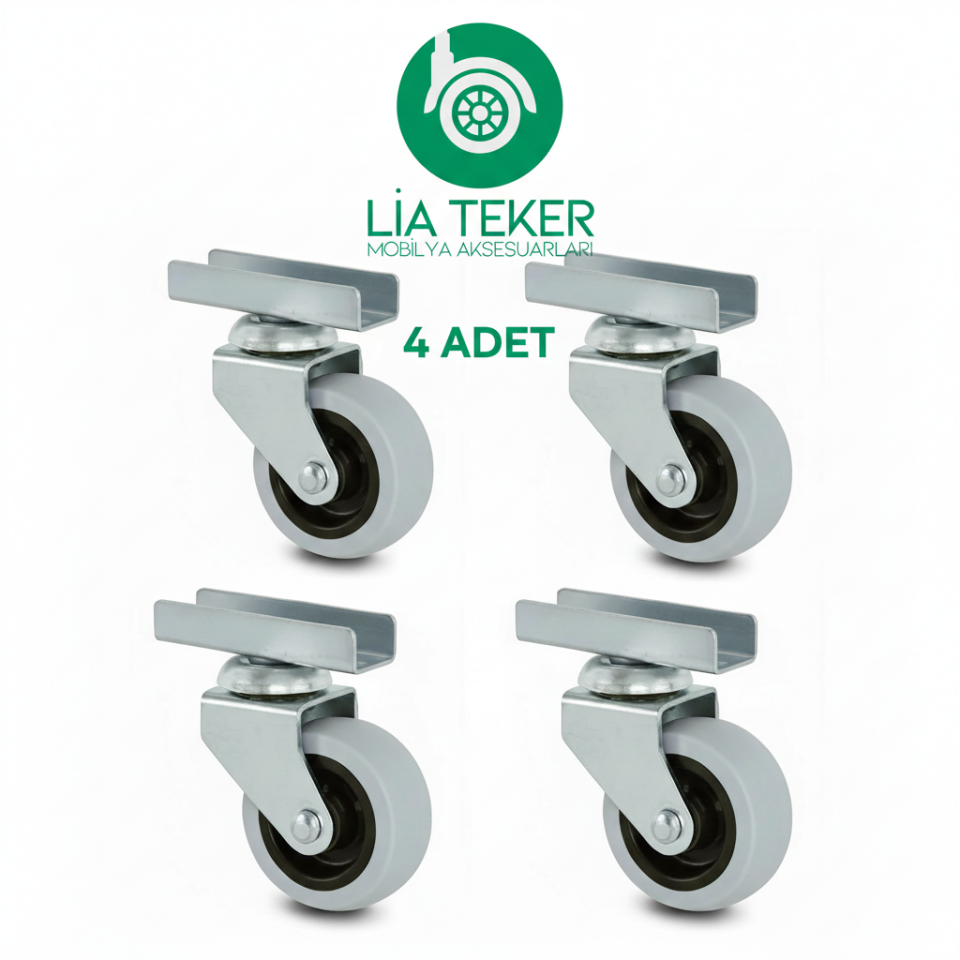 4'LÜ U TABLALI BİLYALI 50 MM GRİ TEKERLEK