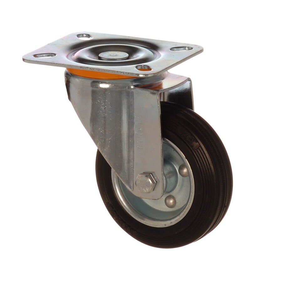 80 MM LASTİK DÖNER TABLALI SİYAH TEKERLEK